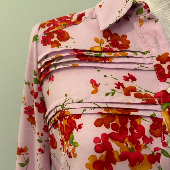 Nanette Nanette Lepore Pink Floral Long Sleeve Button Down Blouse - Picture 3 of 10